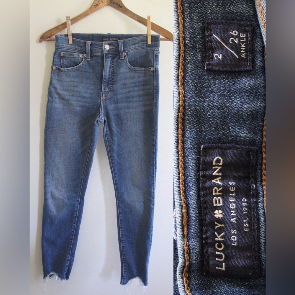 Lucky Brand High Rise Skinny Bridgette Jeans Preowned 26 2 Raw Chewed Hems